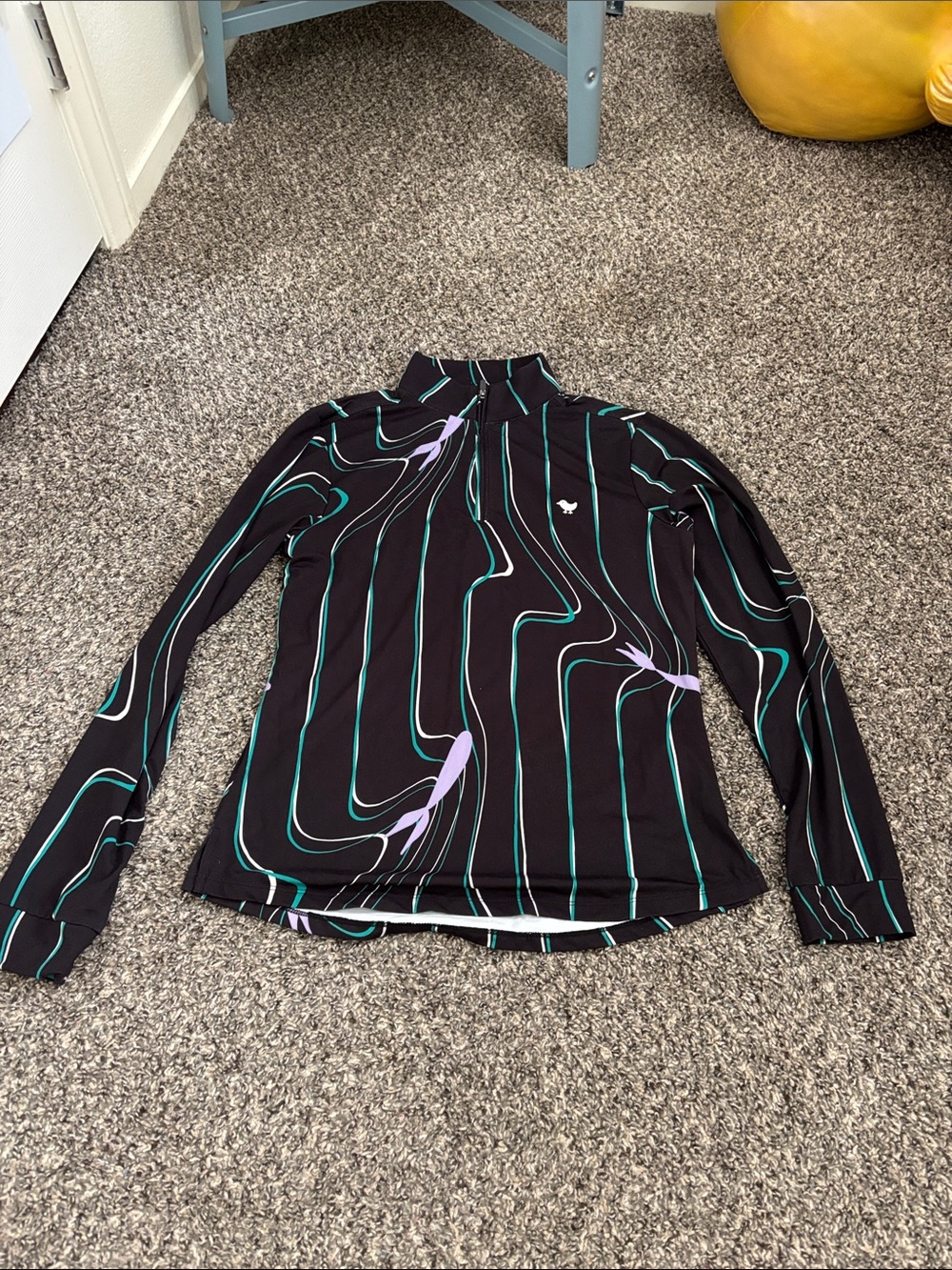 Bad Birdie Women's Printed Quarterzip Yung Wavy M gold soft casual rare print